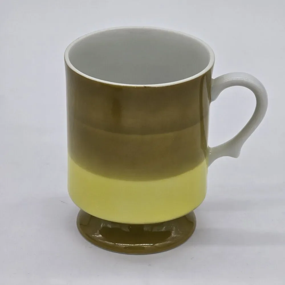 3 Vintage Holt Howard 1966 Green Striped Footed Coffee Mugs Cups Japan 7931 - Picture 5 of 5